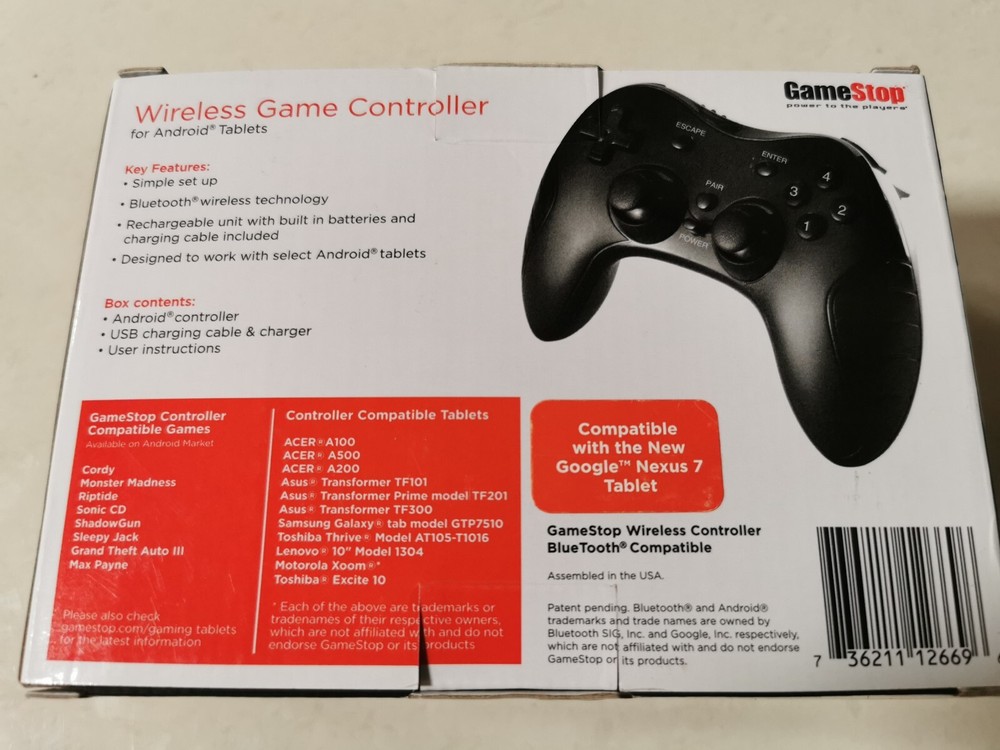 GameStop 2.4GHz Bluetooth Wireless Game Controller for Android Tablets/#G