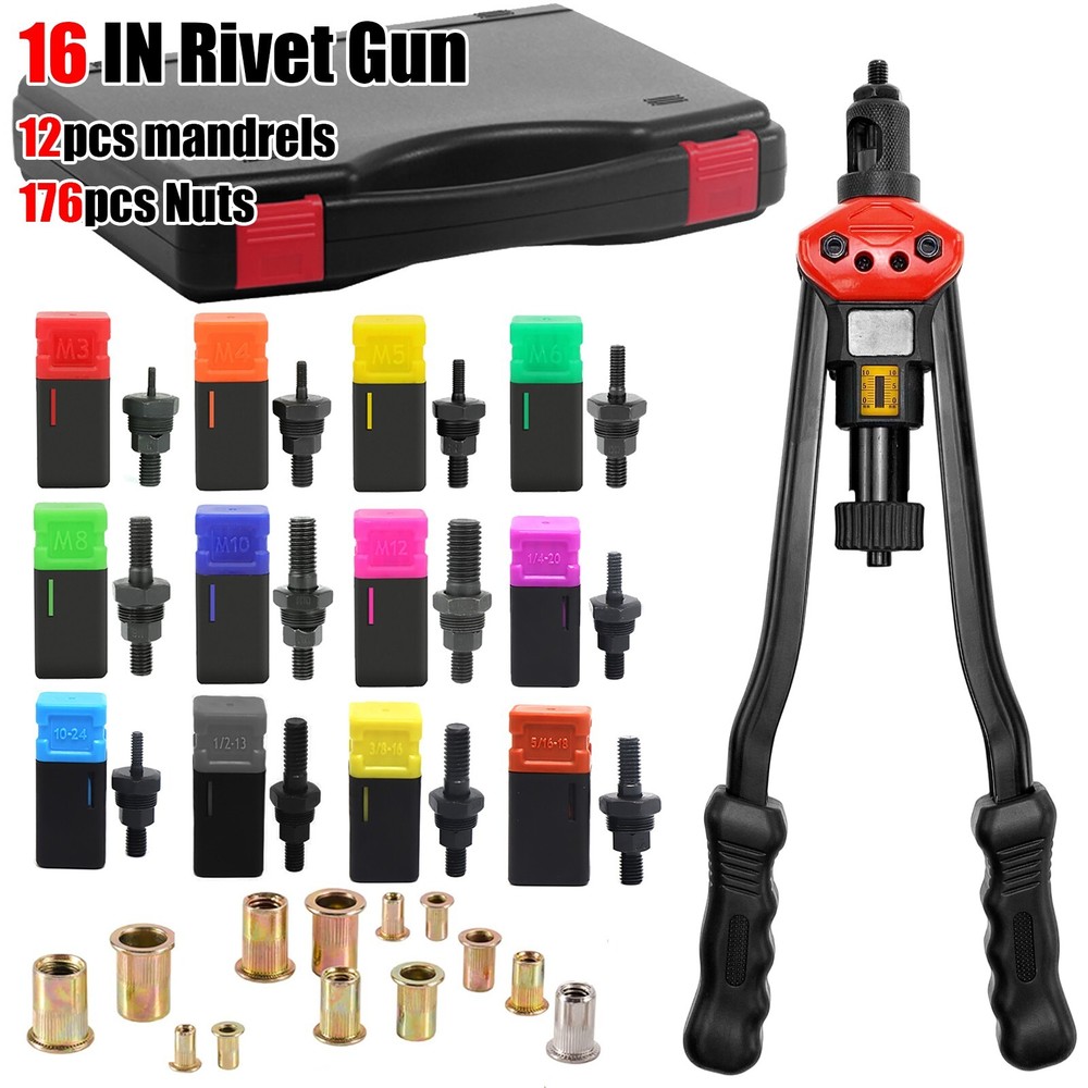 16" Rivet Gun Rivnut Thread Setting Tool Nut Setter NutSert Metric SAE Riveting