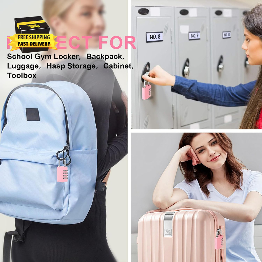 Small Combination Lock for Locker, 4-Digit Mini Combo Lock for Backpack and Lugg