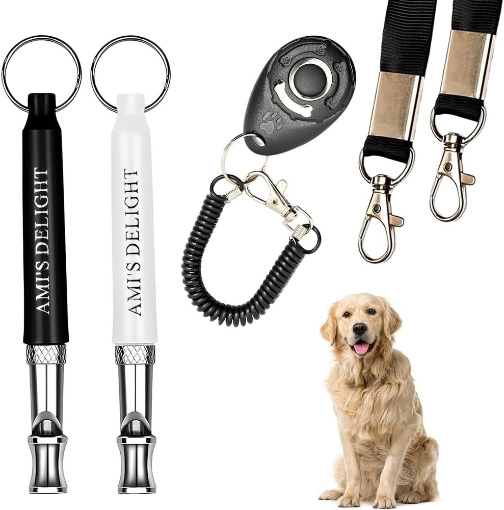 Adjustable Dog Whistle Set with Clicker