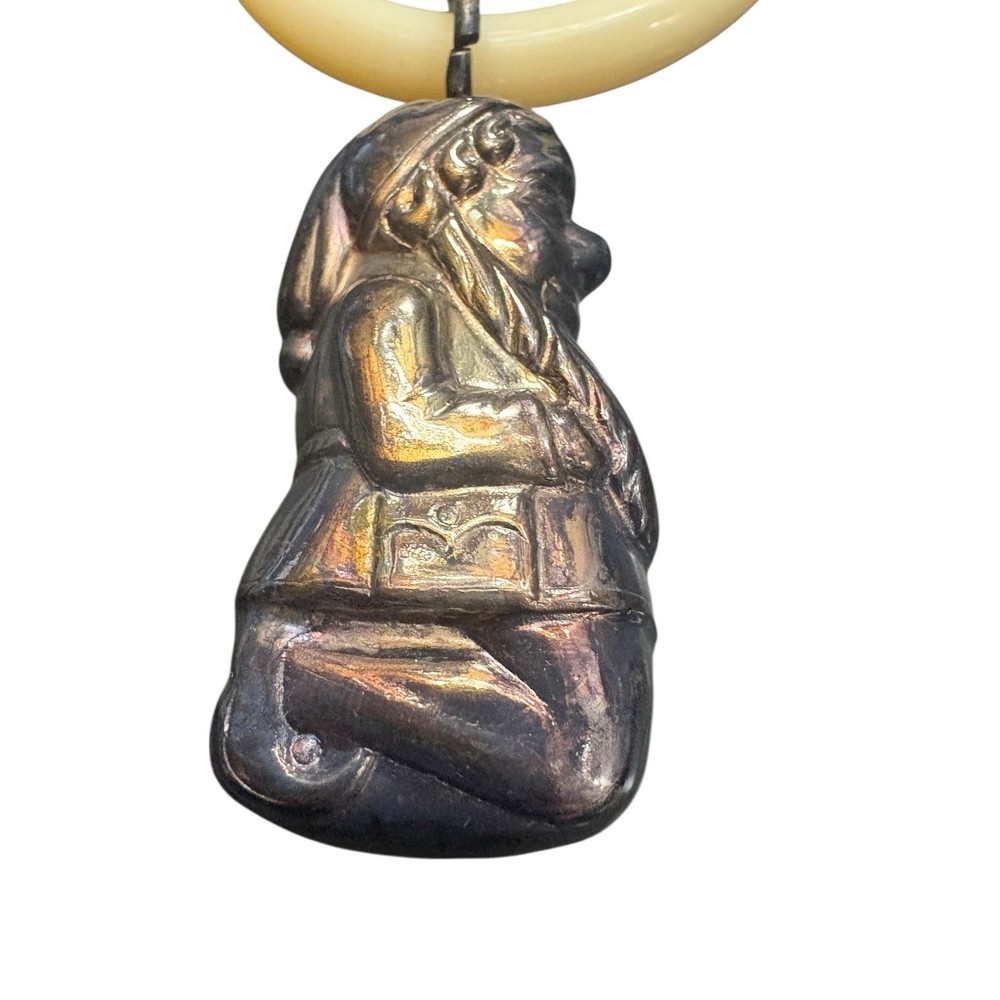 VTG Figural Gnome or Child Baby Rattle Silver Plate Storybook Character Design