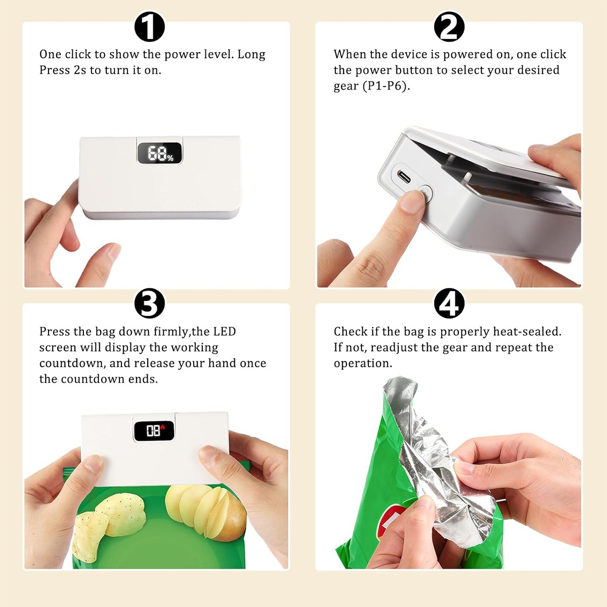 Mini Heat Sealing Machine Portable Impulse Food Packing Plastic Bag Sealer