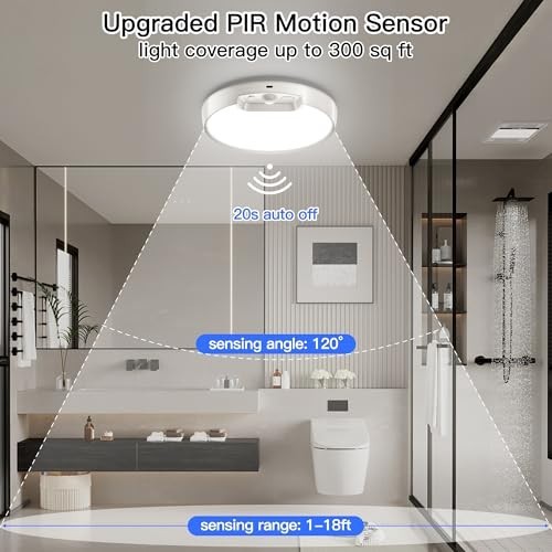 2 Pack Rechargeable Motion Sensor Ceiling Light with Remote - Battery-Powered 60