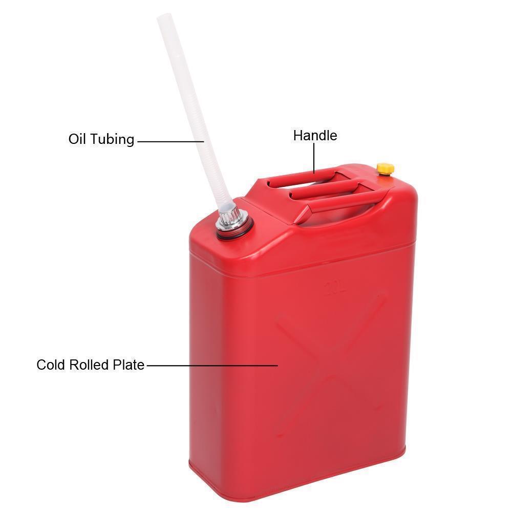 5 Gallon Large Capacity 20L Gas Gasoline Can Fuel Backup Metal Steel Tank Red