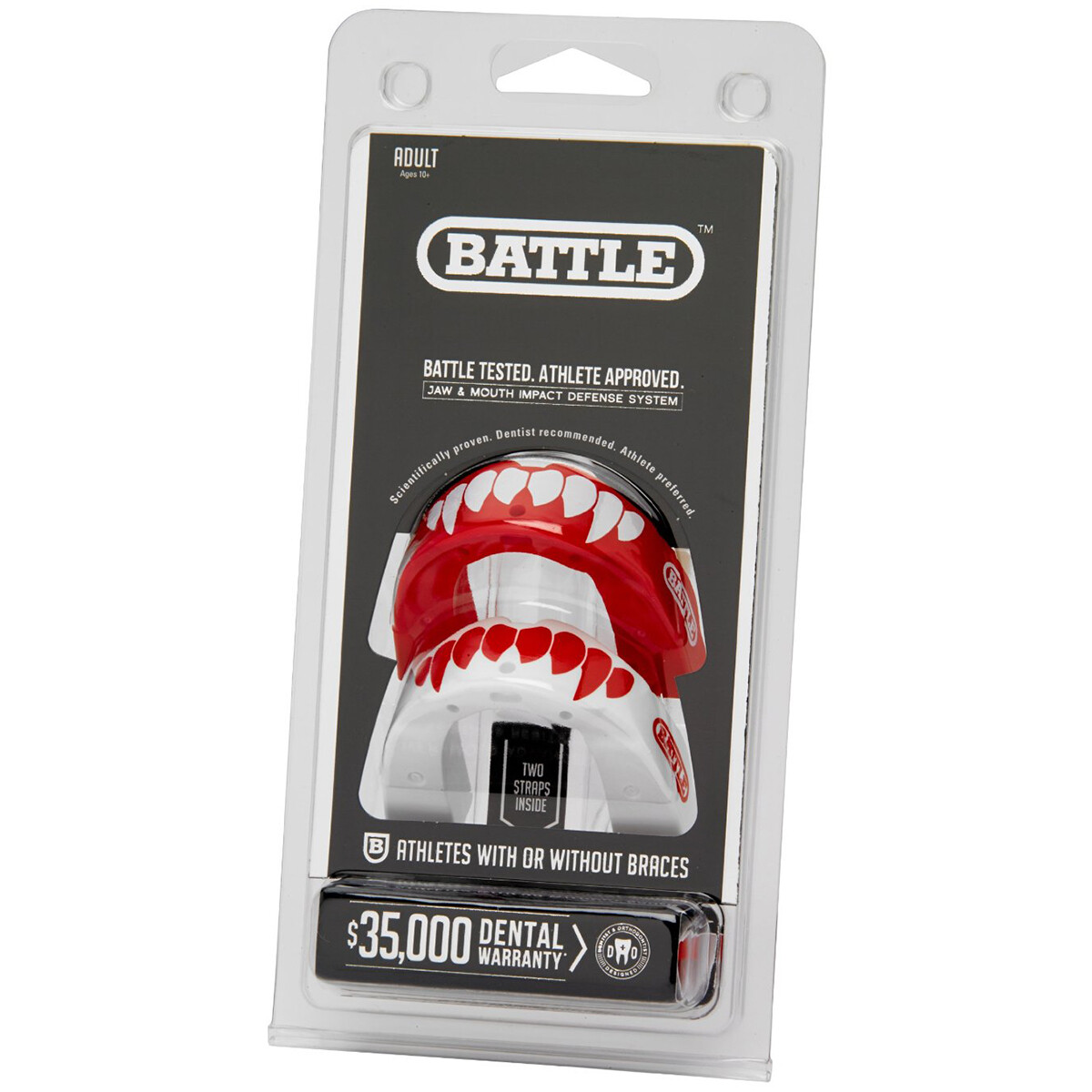 Battle Sports Adult Fang Mouthguard 2-Pack with Straps