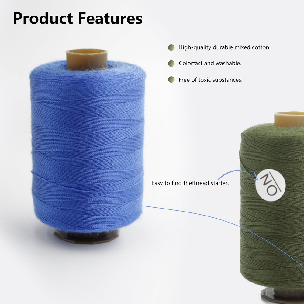 24Pcs Sewing Thread Spools Set 1000 Yards Per Spool Mixed Cotton Threads for ...