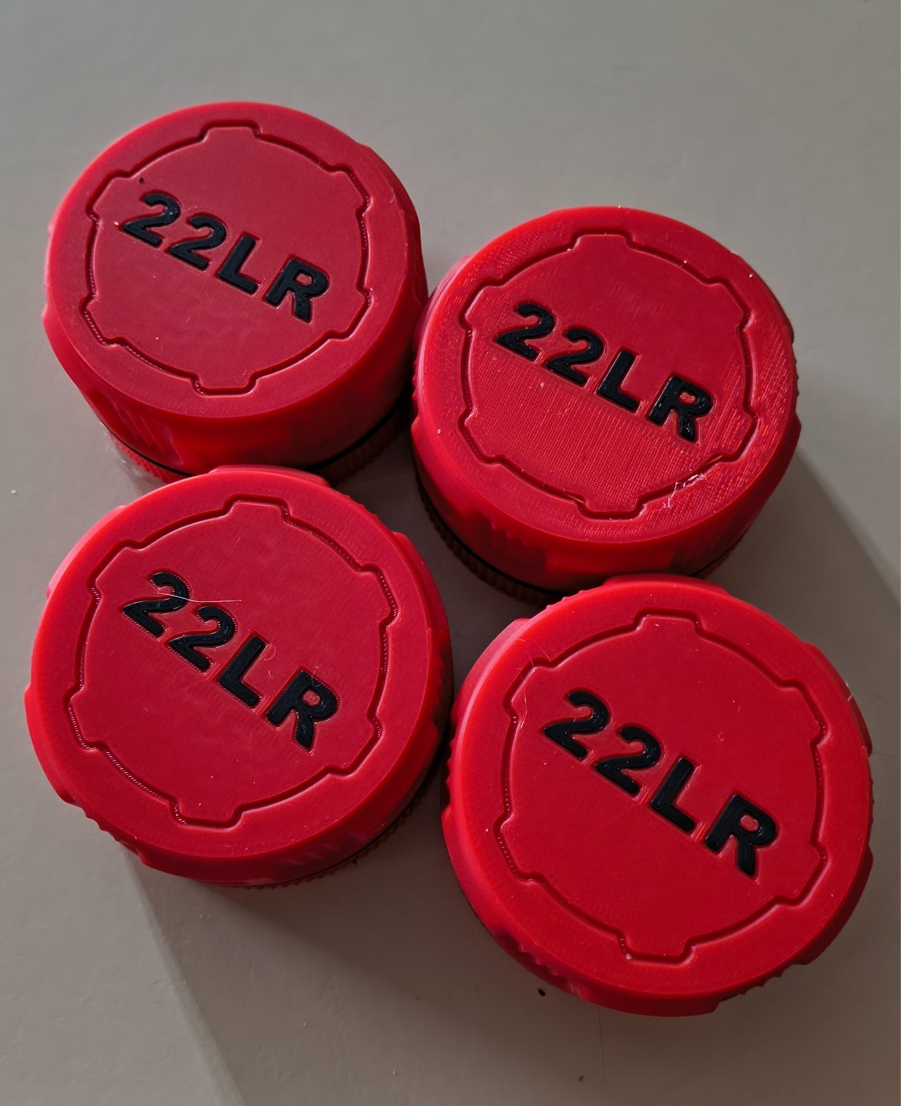 (4 Pack) 22 LR Mini Ammo Box Storage Case. 55 Rounds ea. Screw On Lid.