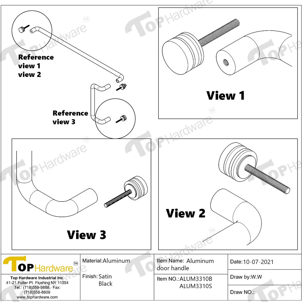 Solid Aluminum Round Combination Door Push Bar and Pull Handle Set - 10" x 33"
