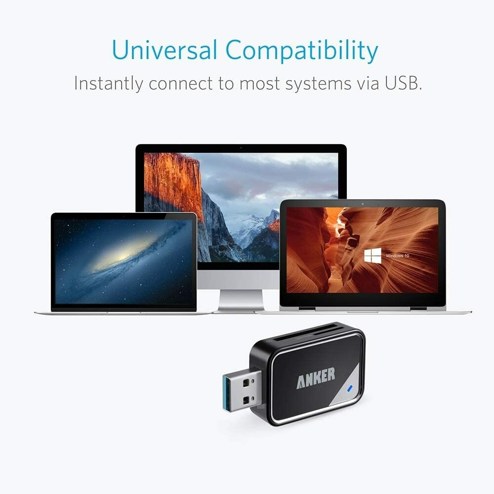 Anker 2-in-1 USB 3.0 SD Card Reader for SDXC/SDHC/SD/MMC/RS-MMC/Micro SD/UHS-I