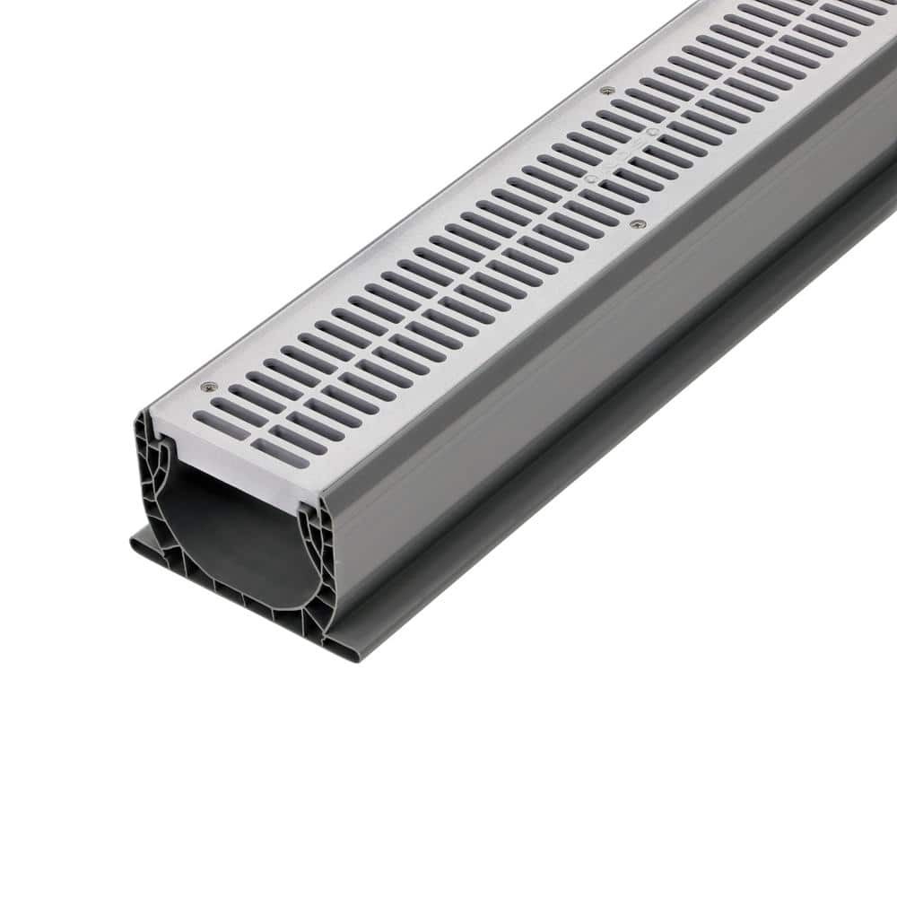 2 Ft. Plastic Spee-D Channel Drain Grate in Gray