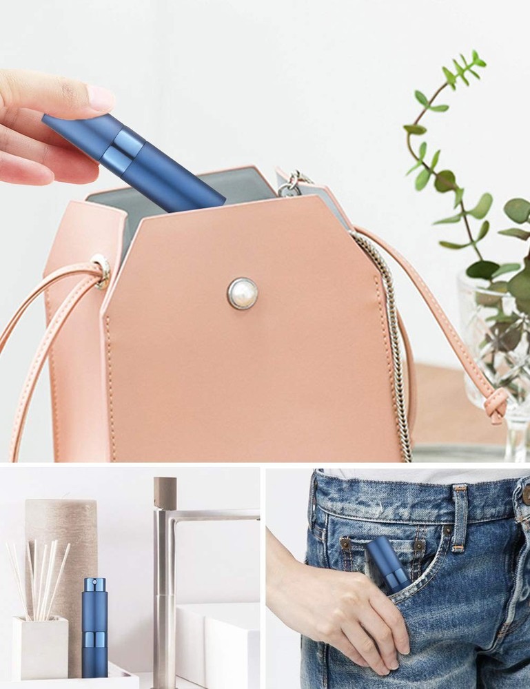 LISAPACK 8ml Travel Perfume Atomizer Spray Bottles, Refillable 3Pack Empty Blue