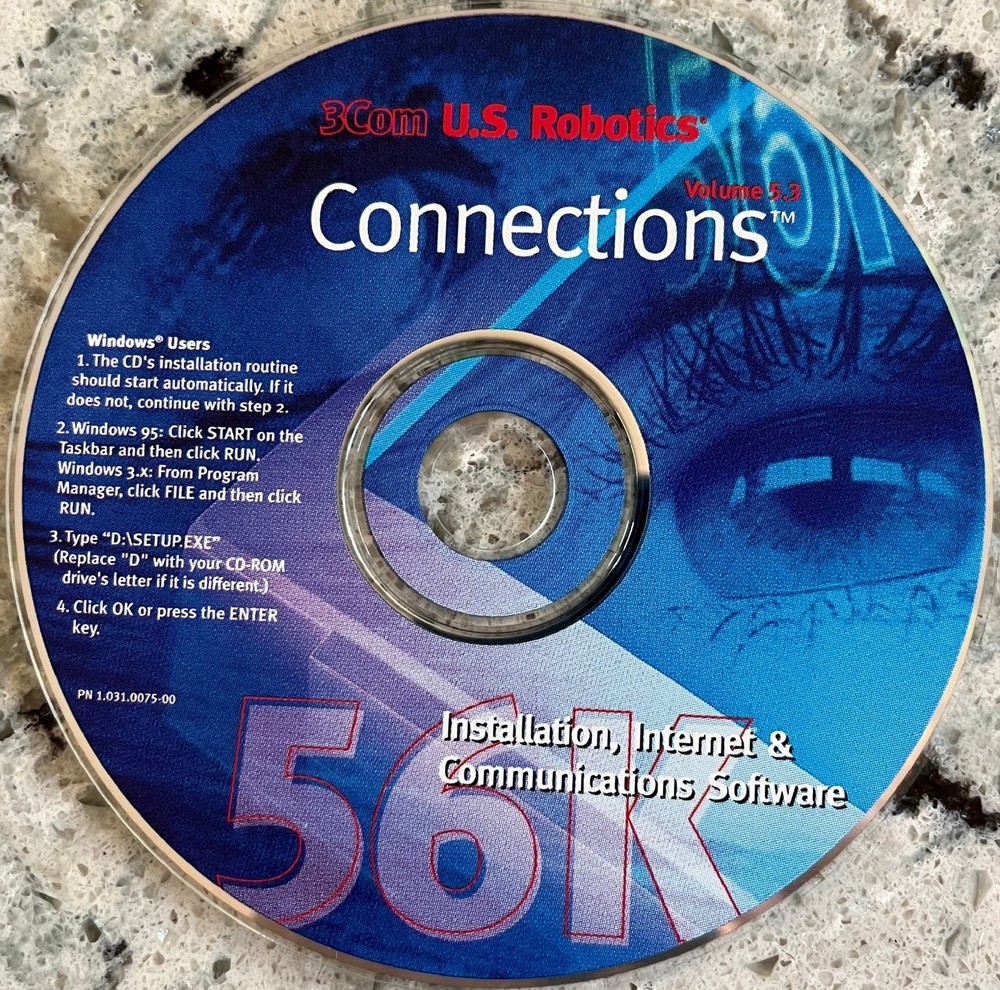 3Com U.S. Robotics Connections Installation CD-ROM 56K Faxmodem Software