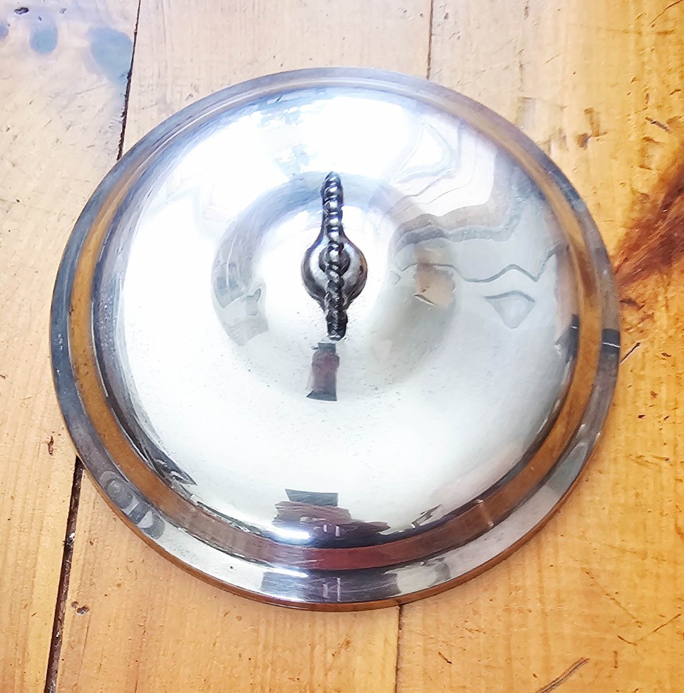 Wm Rogers 4262 Silverplate Serving Dish w Lid + 1-1/2 qt Pyrex Glass Bowl Vintag