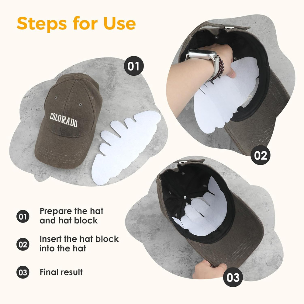 10 Pack Hat Shaper Insert, 5 White 5 Black Felt Inserts for Baseball Caps, 11.61