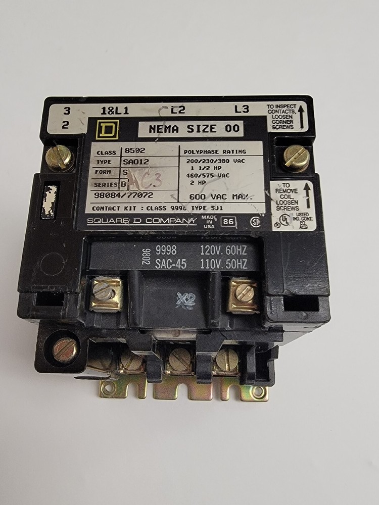 SQUARE D CONTACTOR 8502. SA012.