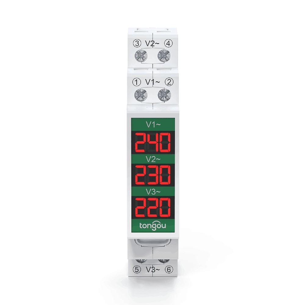 80~500V Three Phase 35mm Din Rail Mount Voltage Meter Modular Voltmeter K3S8