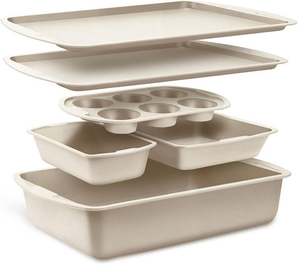 Bakken Swiss - Bakeware Set – 6 Piece – Stackable, 6 Set, White Marble
