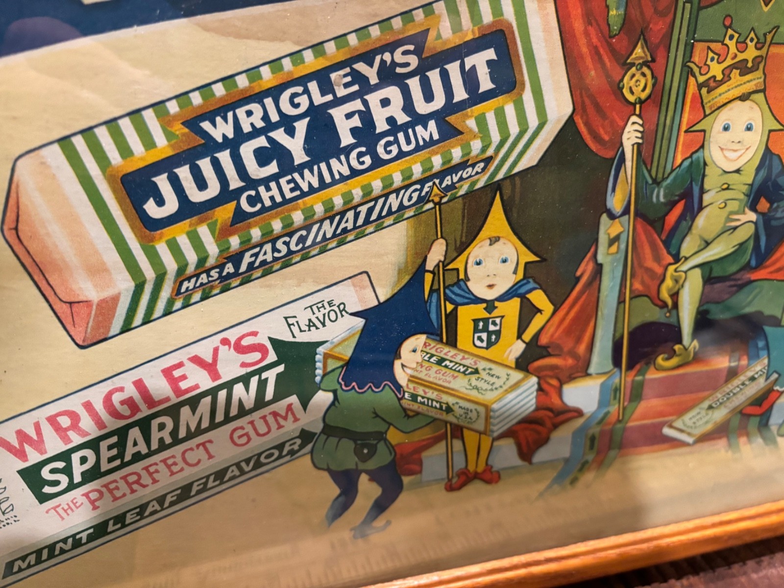 c.1930 Wrigley’s Juicy Fruit Chewing Gum trolley bus sign Gugler Spearmen mint