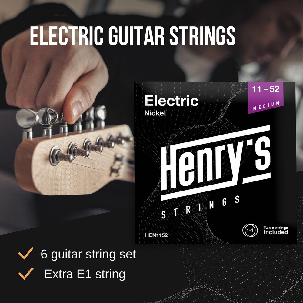 HENRYS® Electric Guitar Strings - Extra E1-String For Free - Perfect For Bl