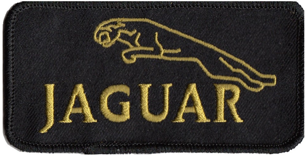Jaguar leaper black background embroidered patch