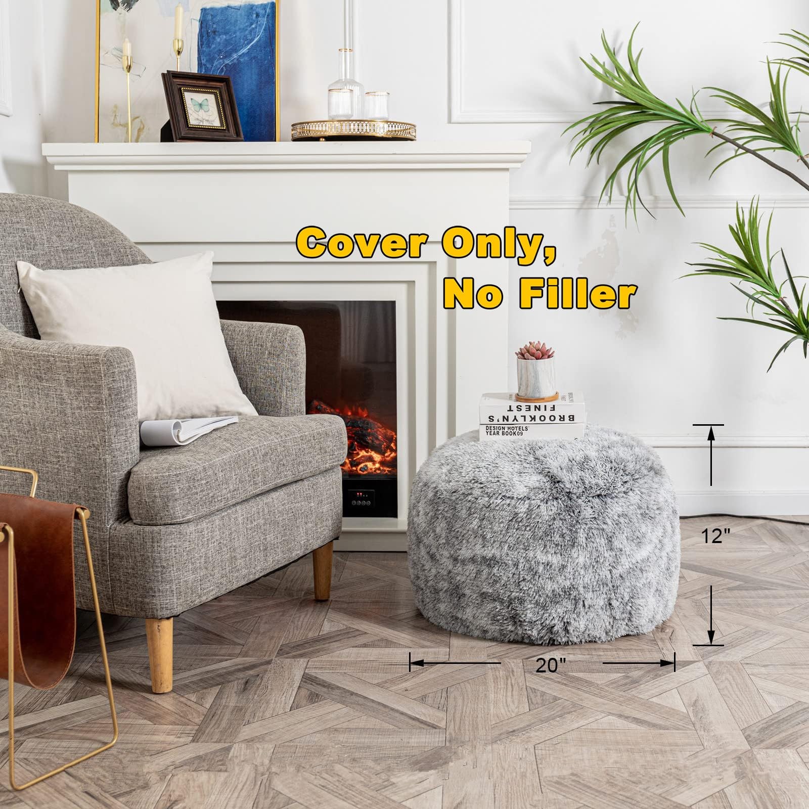 Grey Ottoman Foot Rest No Filler Pouf Ottoman Unstuffed Floor Pouf Ottoman 20x20