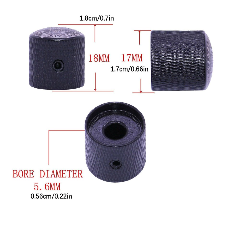 Electric Guitar Volume Tone Control Dome Knobs Metal Potentiometer Caps 3 Pack