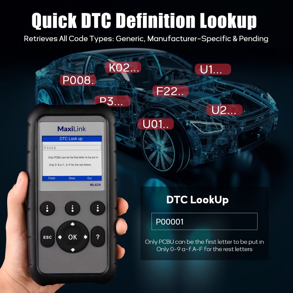 Autel MaxiLink ML629 OBD2 Scanner ABS SRS Engine Transmission Auto VIN Code Read