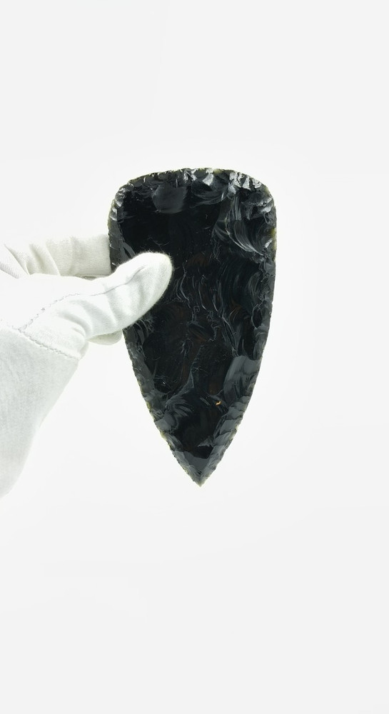 5.5–6in Obsidian Black Triangular Flint Arrowhead Translucent Native Style Point