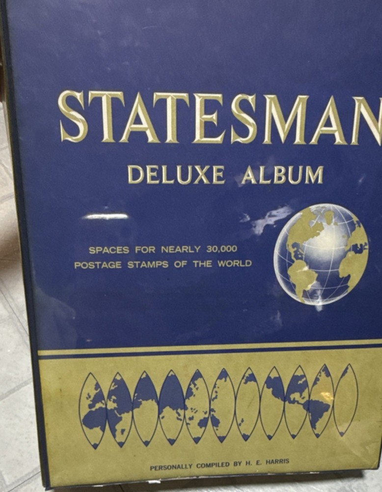 H.E. Harris Statesman Deluxe Stamp Album Spaces for 30,000 Worldwide Stamps