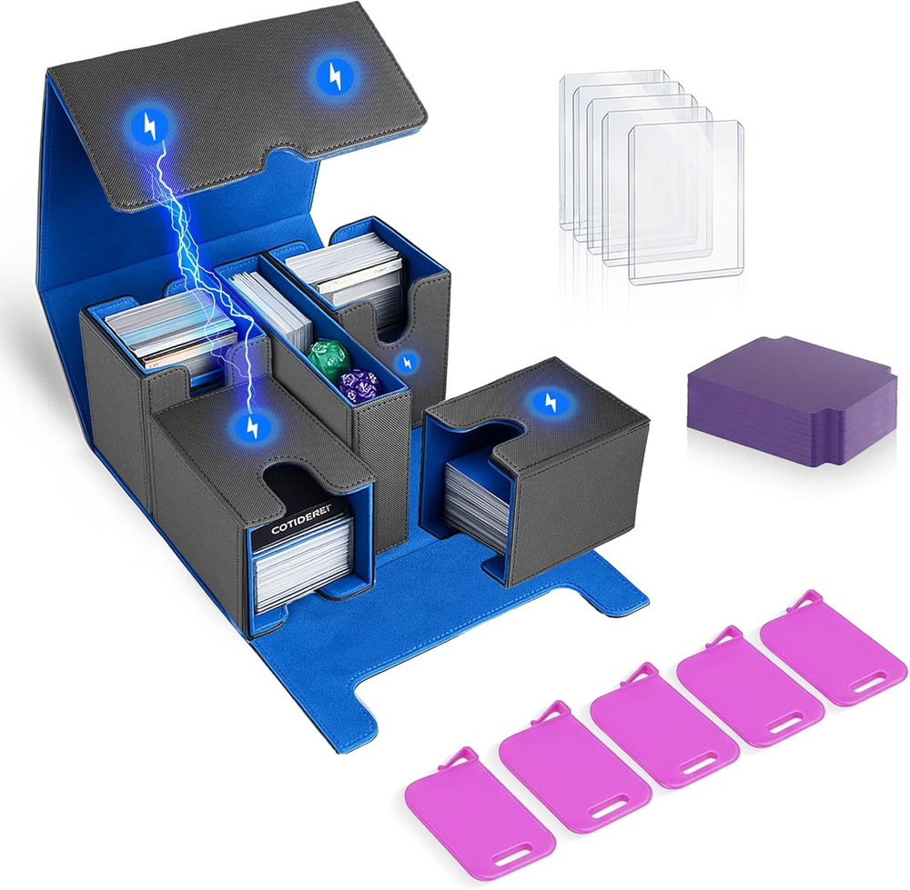 NOVA 5 in 1 MTG Deck Box Commander Case - MTG Deck Box with Secure Magnetic Clos
