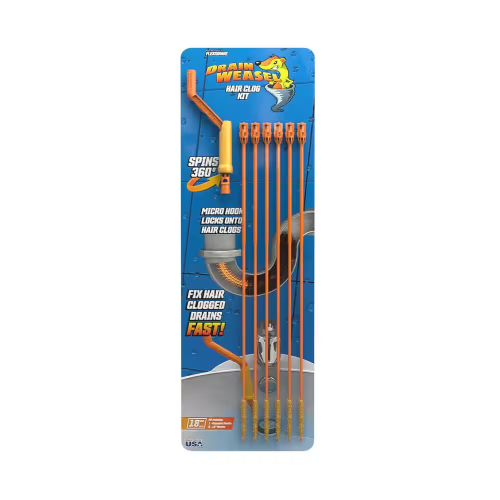 Drain Weasel Hair Clog Tool 6-Pack Starter Kit for Drain Cleaning