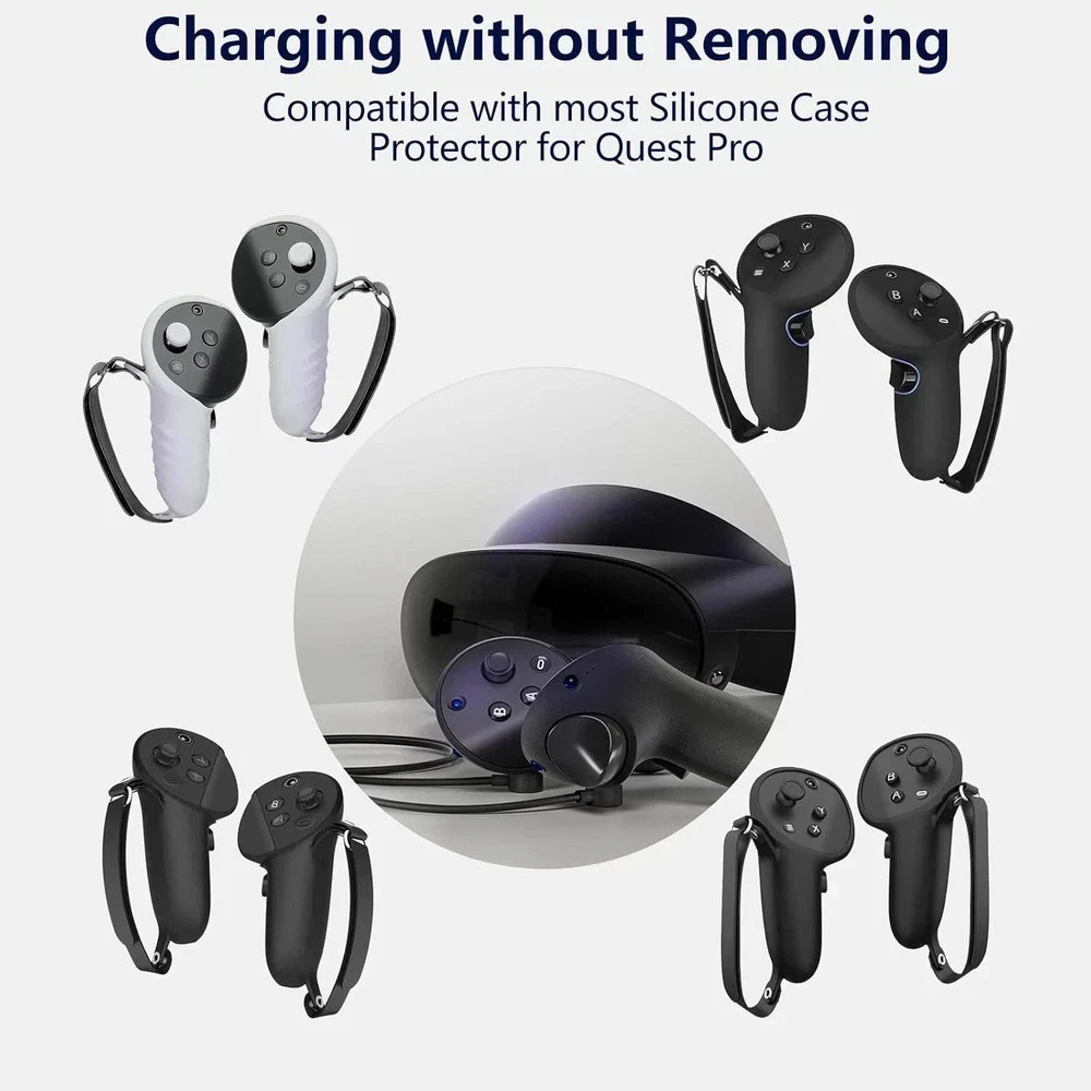 2-In-1 Charging Cable for Meta Quest Pro Controllers Durable Safe for Simultaneo