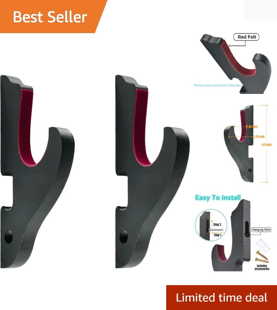 Elegant 2-Piece Adjustable Sword Hook Wall Mount for Samurai Swords Display