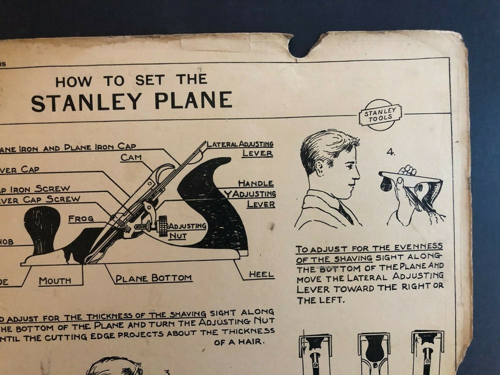 Vintage 1928 Stanley Tools Double Sided Pressboard Instructional Chart (14 / 14)