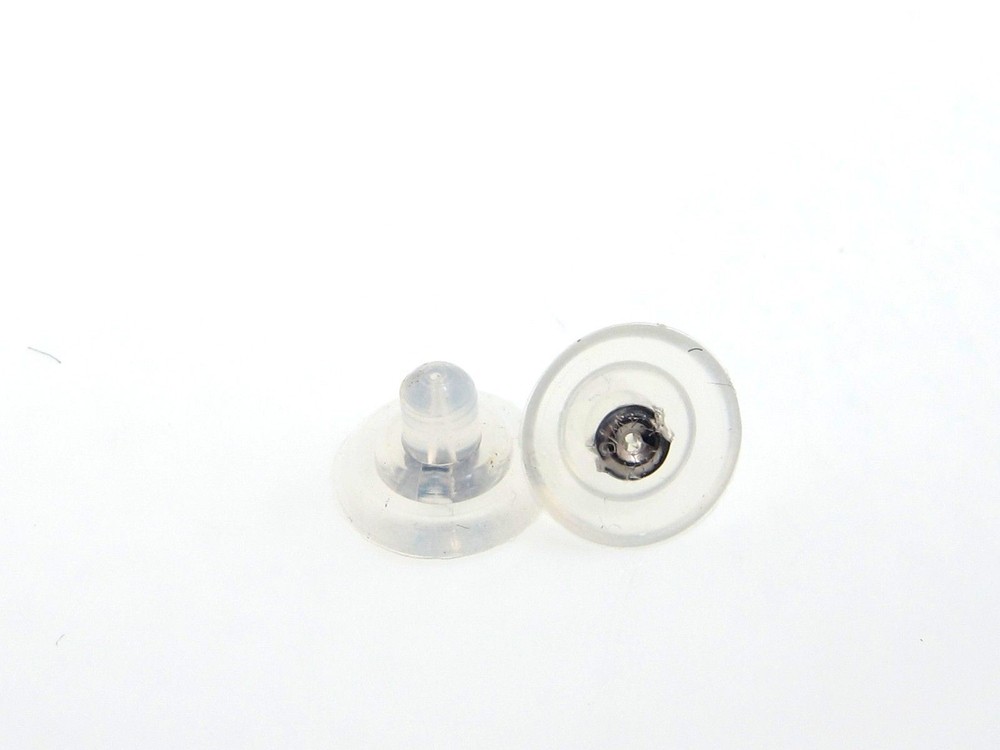 14K Solid White Gold Butterfly Ear-Back Embedded In Silicone - 11.0MM