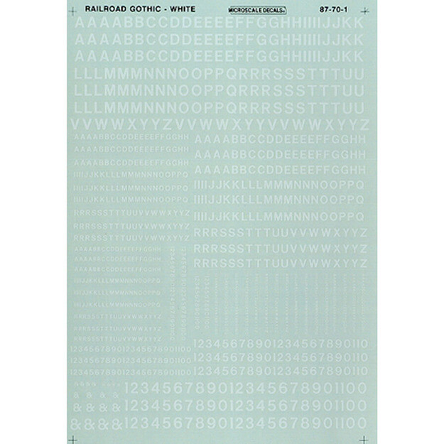 Microscale Industries 90101 HO Letters/Numbers Gothic/Wh