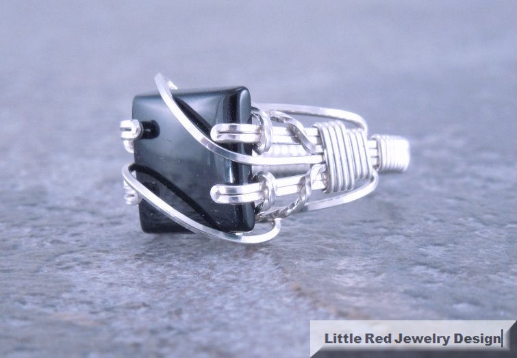 Sterling Silver Wire Wrapped Black Onyx Ring