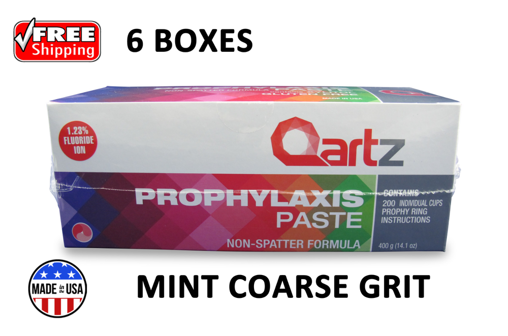 QARTZ PROPHY PASTE CUPS MINT COARSE 200/BOX DENTAL W/FLOURIDE - 6 BOXES
