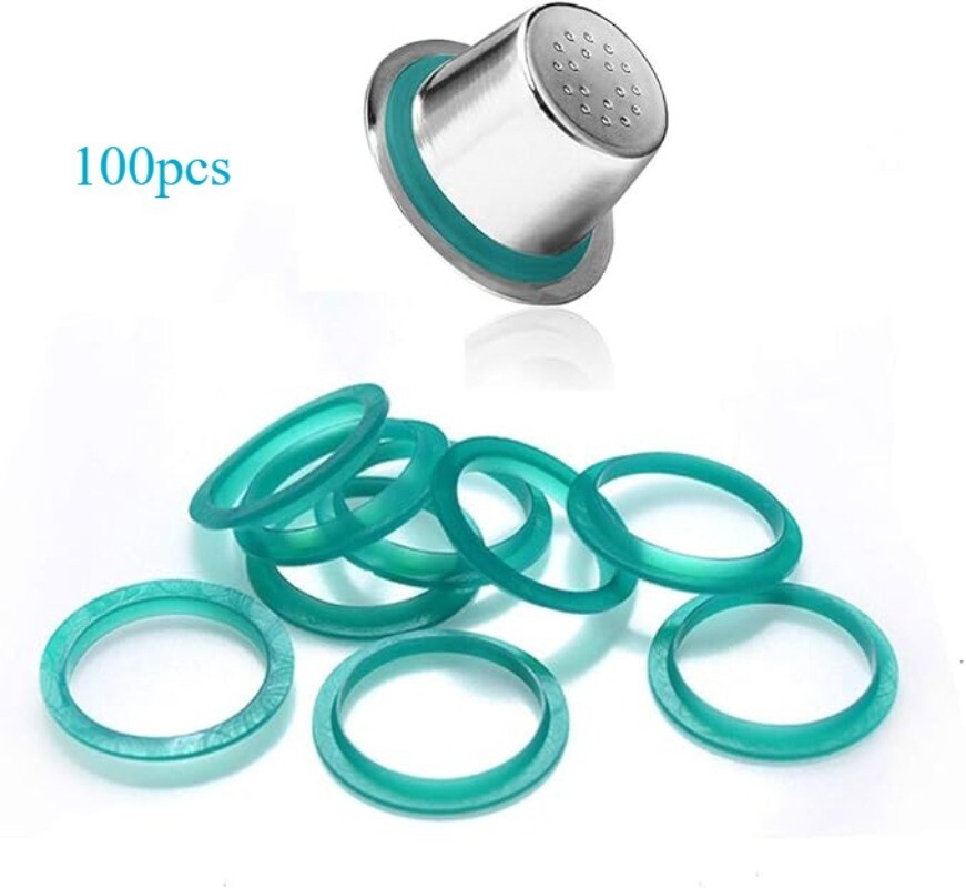100 packs Coffee Silicone Replacement Ring for Nespresso Refillable Capsule Pods