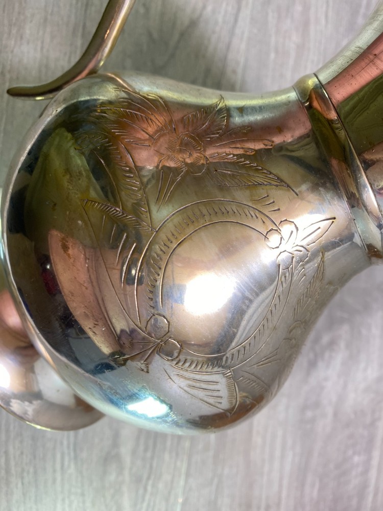 large Pitcher jug silver plate on brass