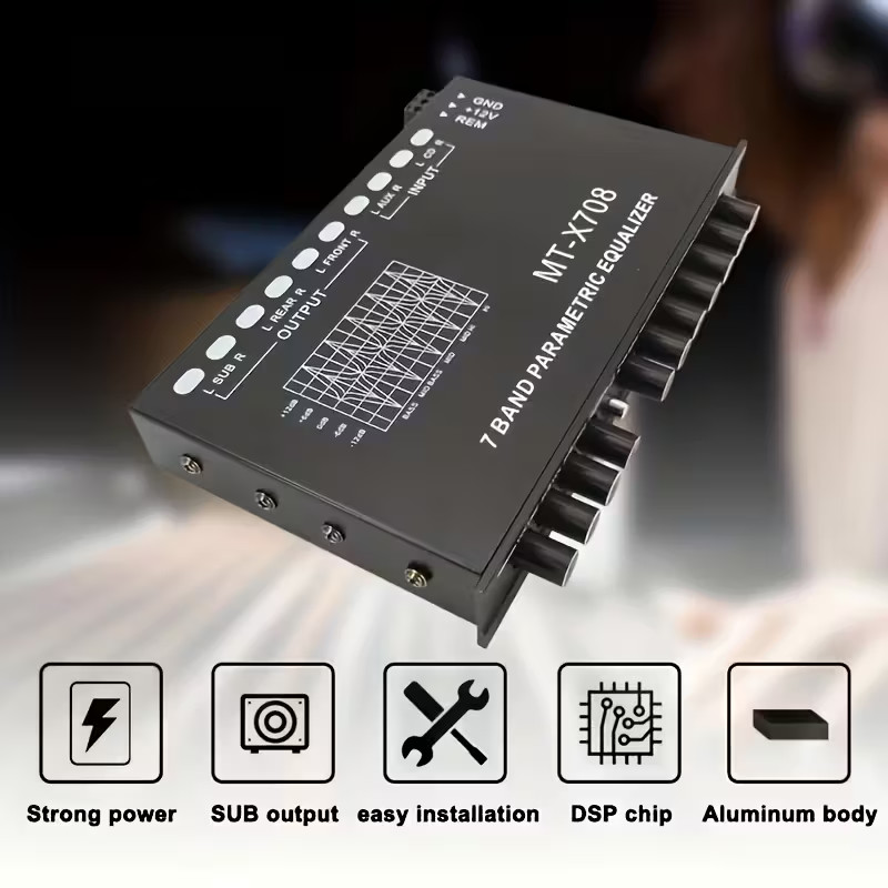 7-Band Car Audio Equalizer Adjustable 7 Band EQ Amplifier Graphic Equalizer New