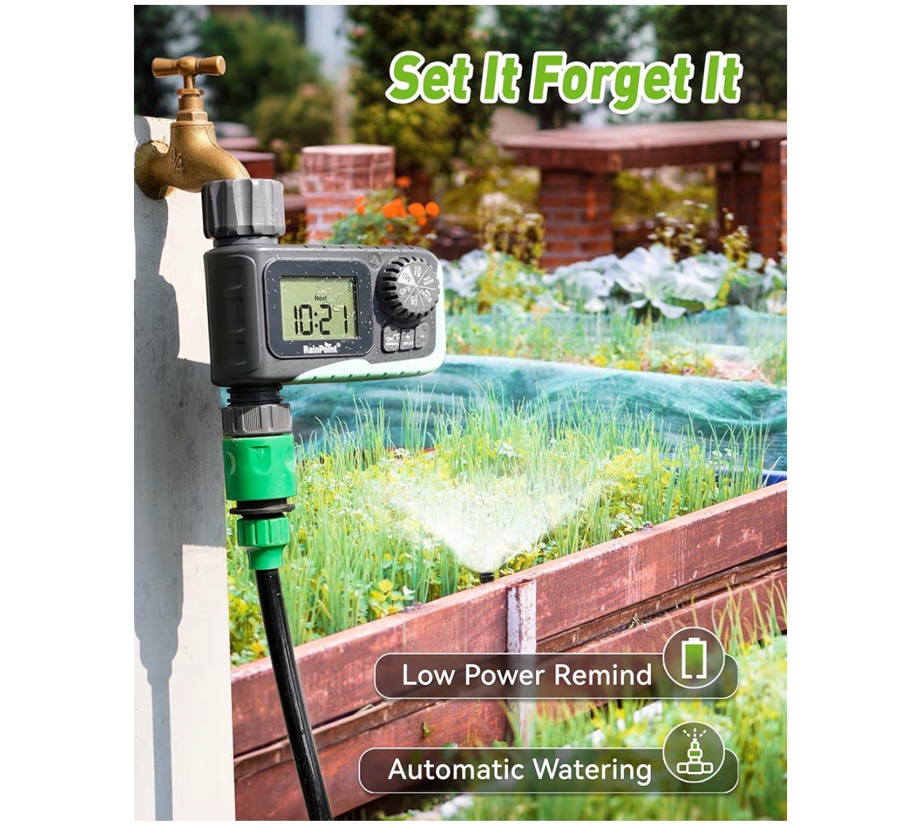 RAINPOINT Sprinkler Timer Outdoor, Water Timer for Garden Hose, Programmable