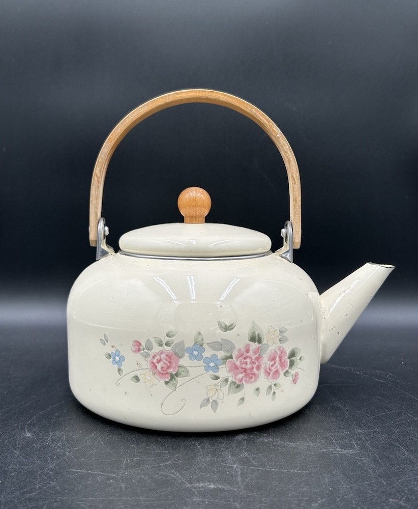 Pfaltzgraff Tea Rose Metal Kettle 6299226