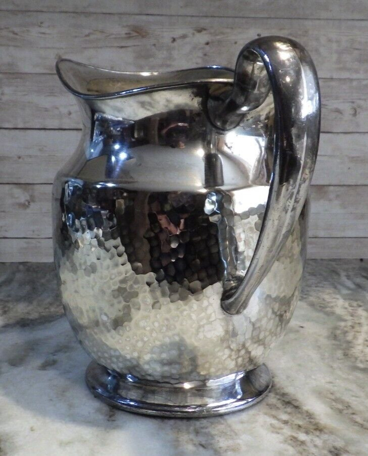 Vintage EPNS Hammered Nickle Silver Water Pitcher