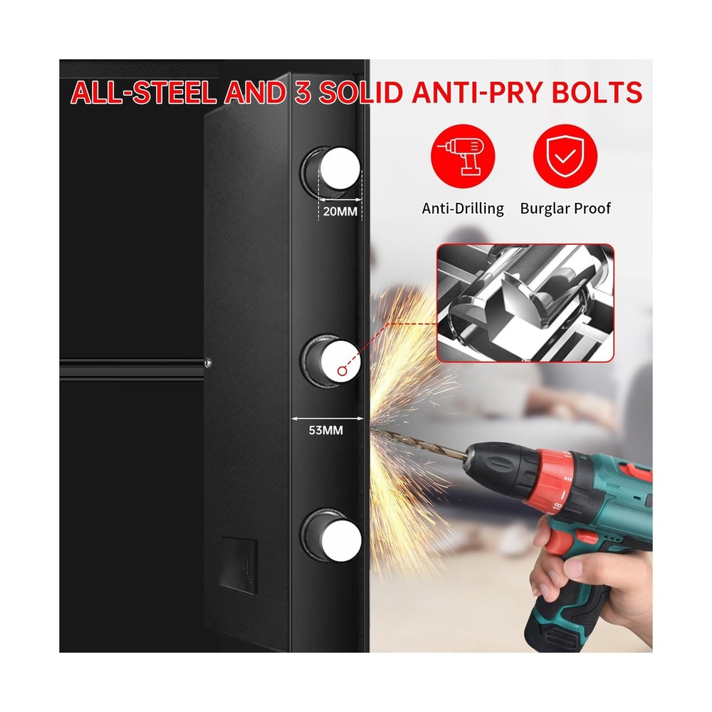 3.4 Cub Large Home Safe Fireproof Waterproof, Digital Security Fireproof Safe...