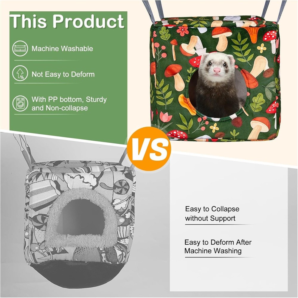 Luxurious 4-Pack Ferret Hammocks - Soft, Adjustable & Washable for Small Pets