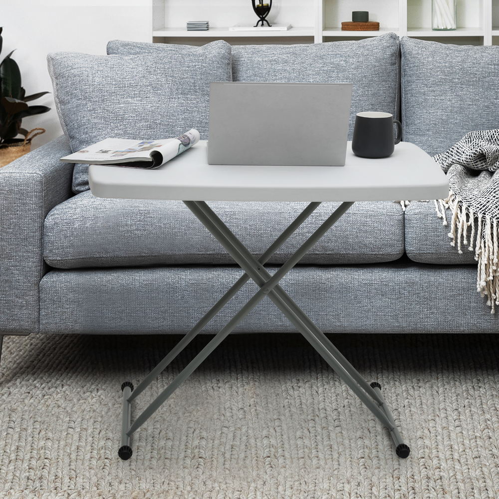 White Folding Portable TV Tray Sofa Bed Side Laptop Desk Adjustable Dinner Table