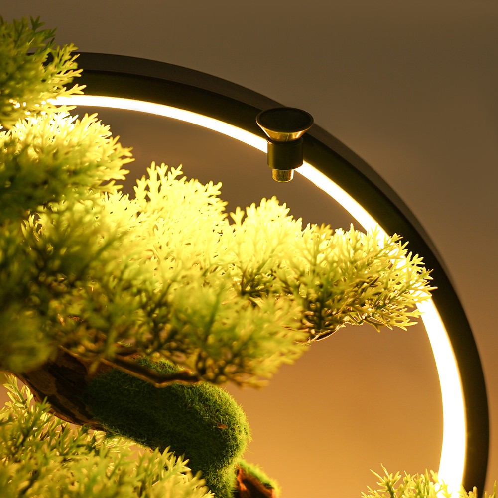 Zen Artificial Pine Tree with Lamp Rings Decoration for Backflow Incense 110V