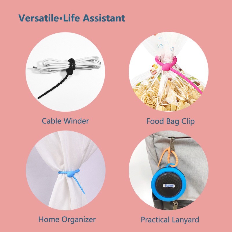 Multi Functional Cable Tie Suitable For Data Cables And Home Organizers 4pcs