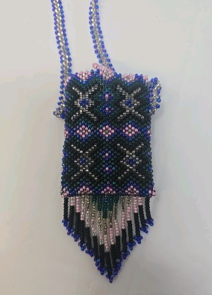Native Patterned Beaded Neck Pouch